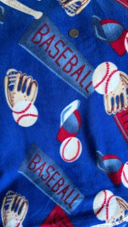 Baseball Blue Fleece Fabric Sold by the Yard 36"x60" Rare Find New