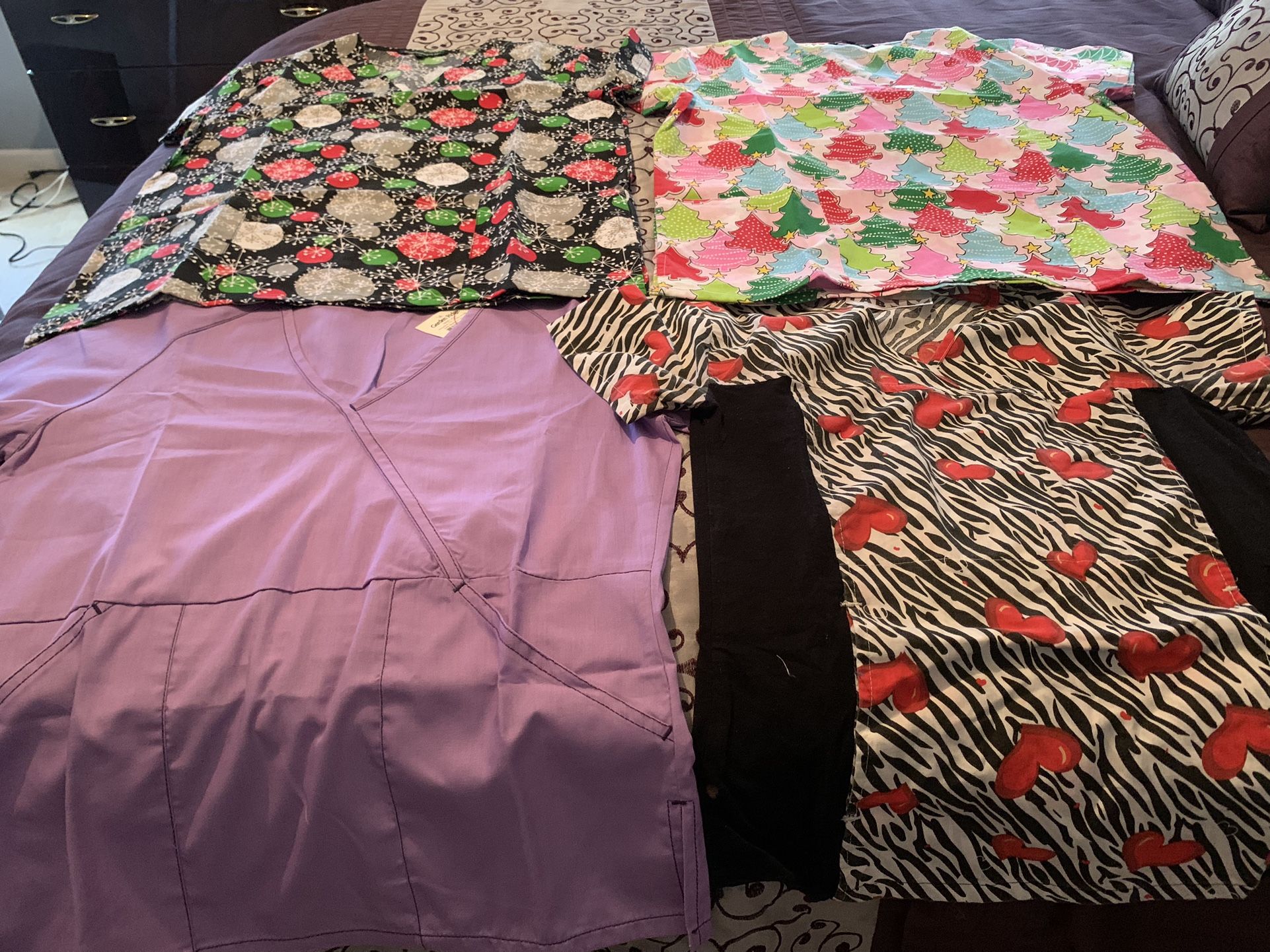 Four Multi-colored Scrub Tops