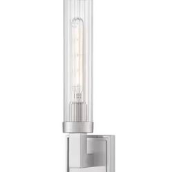 Z-Lite Beau 16.75 in. Brushed Nickel 1 Light Wall Sconce with Clear Ribbed Glass