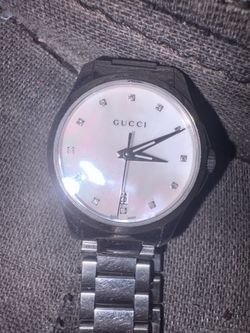 Gucci G-Timeless 126.5 Quartz MOP Diamond Dial 27mm Steel Ladies Watch
