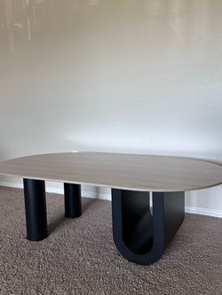 Modern Oval Coffee Table with Black Base