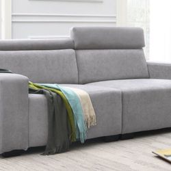 2 Seater Sectional Sofa Grey Couch & Foot Rest, Emma Mason Brand New In Box