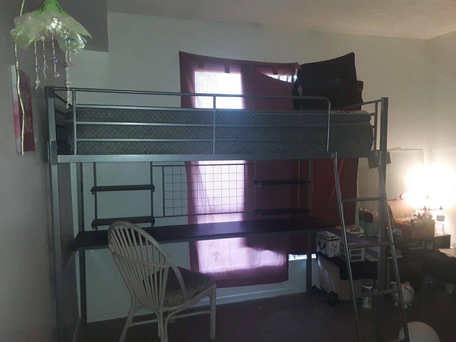 Twin Bunk bed with a desk underneath price is negotiable