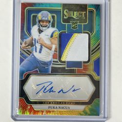 2023 Panini Select Tie Dye Puka Nacua Rookie Patch Auto /25 RPA Los Angeles Rams