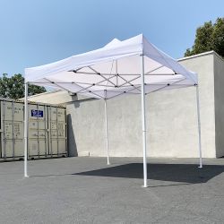 $110 (New) Heavy-duty 10x10 ft outdoor ez pop up canopy party tent instant shades w/ carry bag (white/blue) 