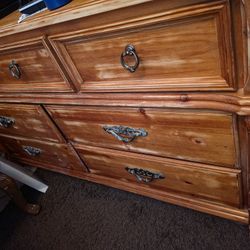 Real Wood Bed Frame + Dresser with mirrior