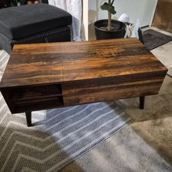 WLIVE Lift Top Coffee Table for Living Room,Small Coffee Table with Storage, Adjustable Shelf and Storage Compartment, Mid Century Modern Living Room 