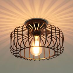 Black Sunburst Cage Ceiling Light