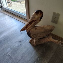 Cute Driftwood Figural Pelican Sculpture