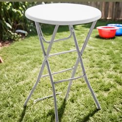 32" 2.6-Foot Round 43" Bar Height White Granite Folding Table Portable Commercial Banquet Card Plastic Dining for Weddy Party Event Kitchen Outdoor 