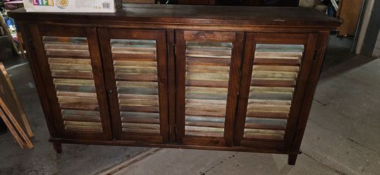 Rustic Wood Sideboard / tv stand with Multi-Colored Shutter Doors