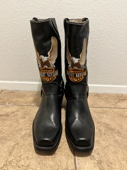 New Men’s Leather Harley Harness Motorcycle Boots 8.5