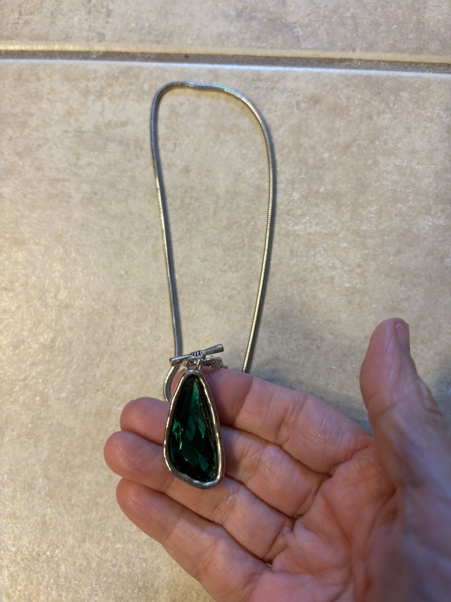 New sterling silver green amethyst necklace