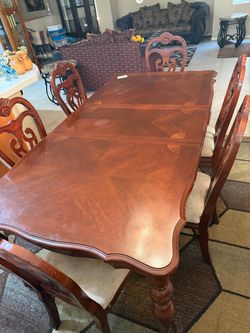 Cherry Wood Dining Table with 6 Chairs