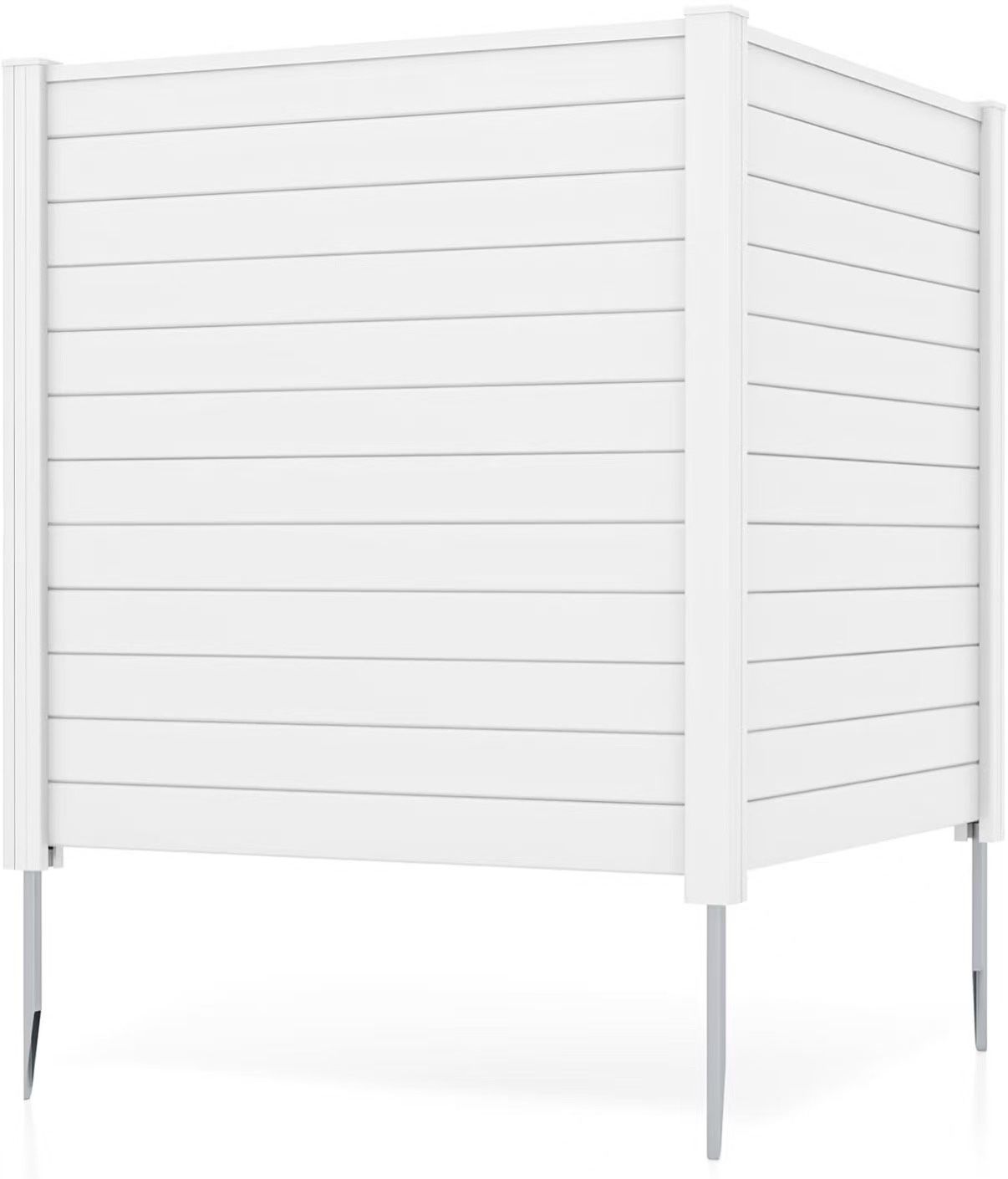 Air Conditioner Fence 2 Panels - 48''W x 48''H Outdoor Privacy Screen with Upgraded Metal Stakes, PVC Trash Can Enclosure, Decorative Garden Fences fo