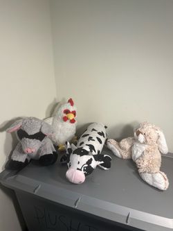 Farm Animal Plush Bundle Cow Chicken Pig Bunny Stuffed Animals Lot of 4
