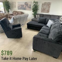 Comfort + Elegance = Altari Slate Sectional! Now at a Discounted Price!