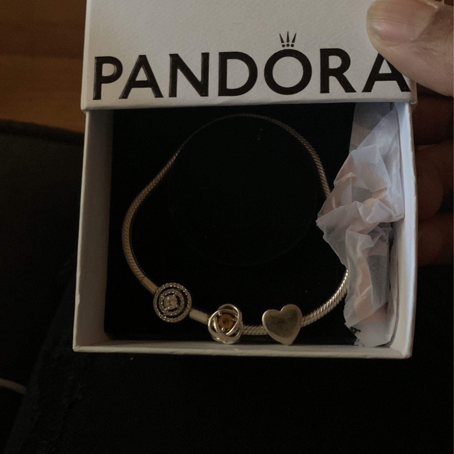 New pandora Bracelet With 3 Charms 