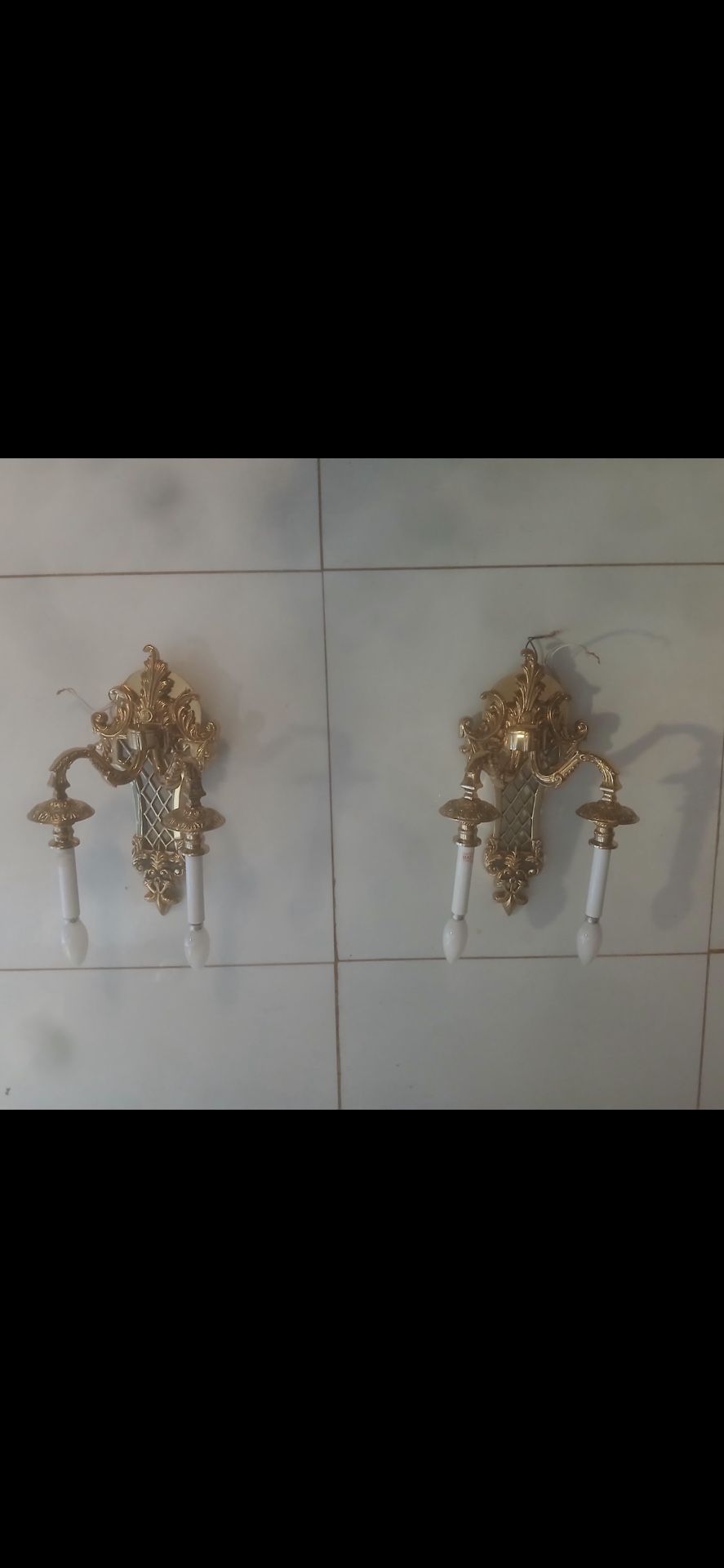 Antique Sold Brass Wall Sconces Weiss& Biheller