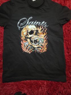 Black graphic tees with skull print size S