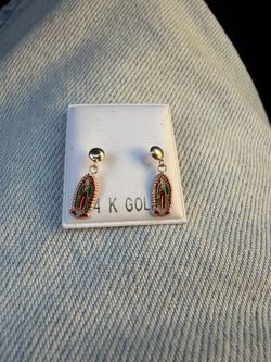 14k Virgin Mary earrings