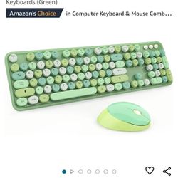 Wireless Keyboard and Mouse Combo, Cute Colorful green