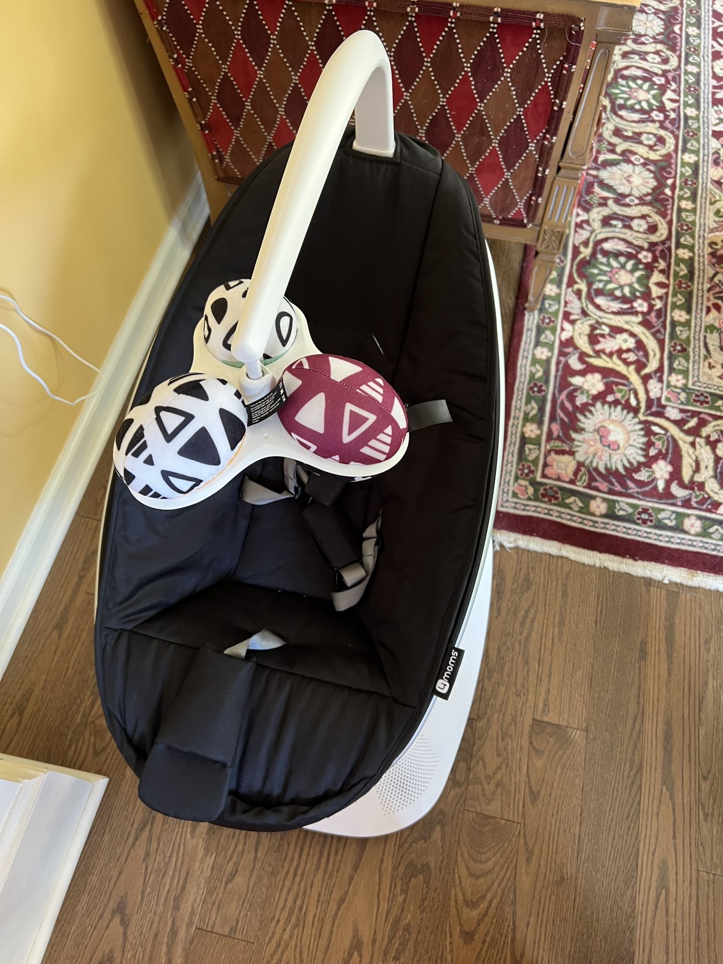 4moms MamaRoo Multi-Motion Baby Swing, Bluetooth Enabled with 5 Unique Motions, Black, Rocker