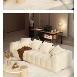 FUFU&GAGA FUFU&GAGA100.8-in W Modern White Cotton Sofa