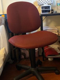 Red Fabric Office Chair with Wheels