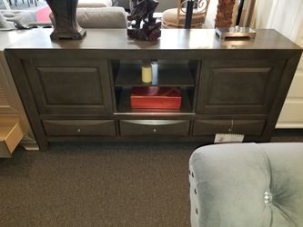 Brand New Gray Or Dark Cherry TV Console (67.4"W X 16.8"D X 31.4"H)