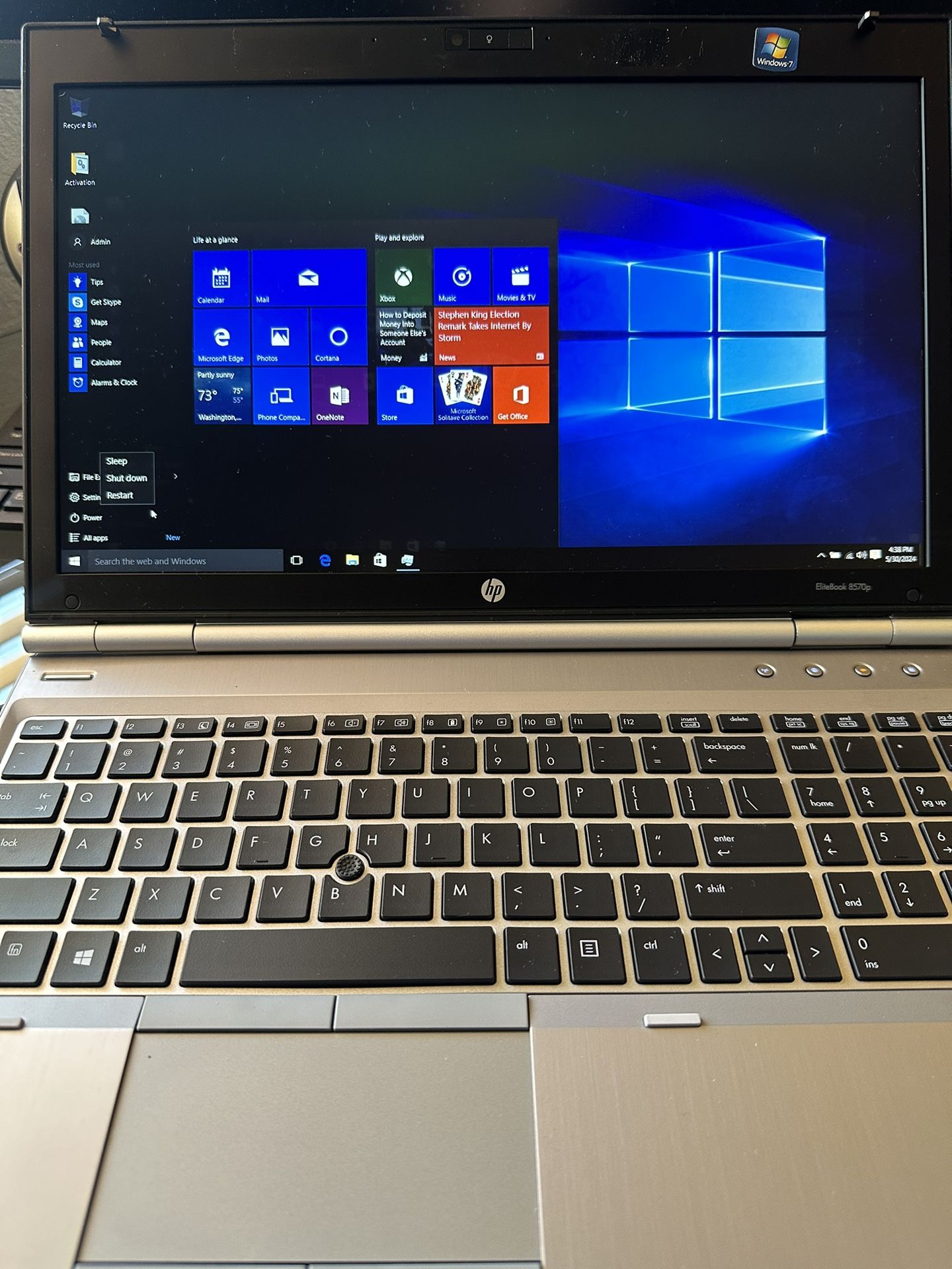 HP EliteBook 8570p Intel i5-3340M 2.70GHz 8GB RAM 300GB HD Laptop