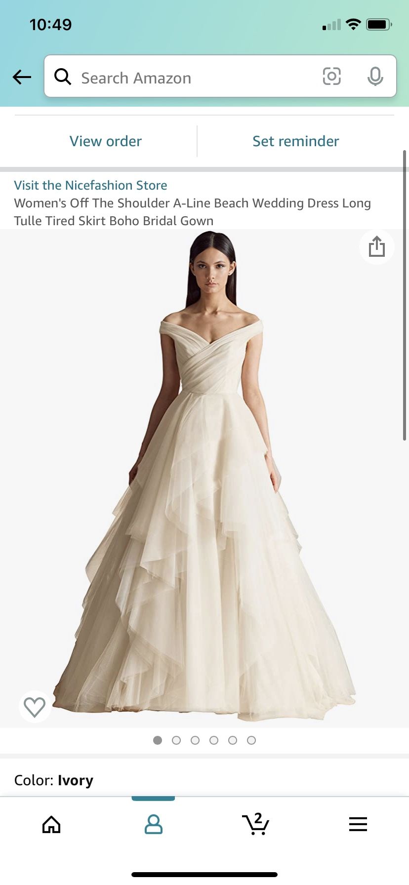 Ivory Off Shoulder Wedding Dress