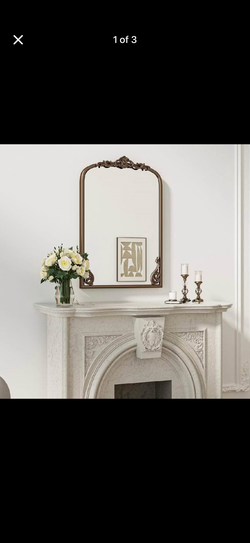 Arch Vintage Mirror with Baroque Metal Frame, 20x30