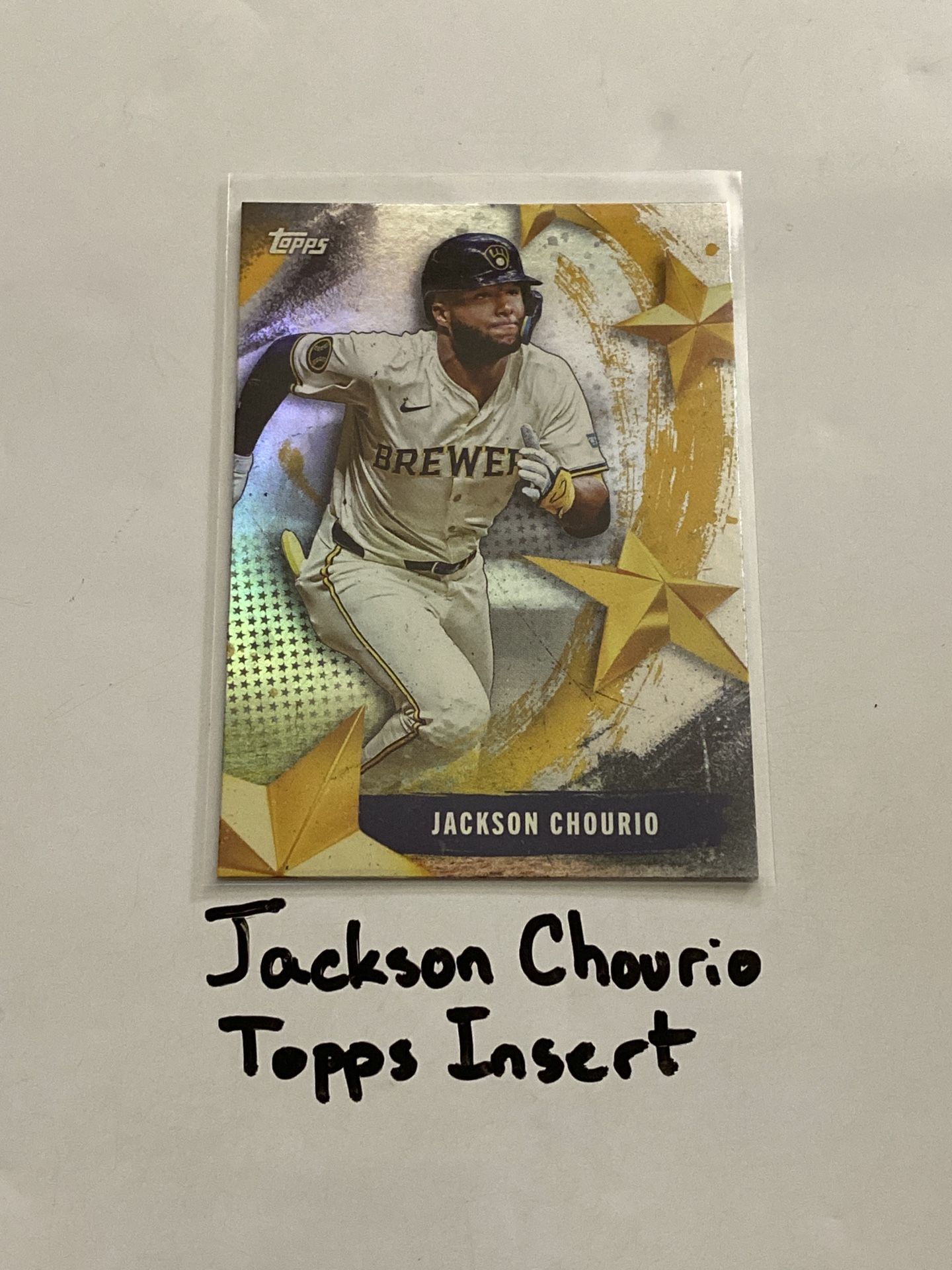Jackson Chourio Milwaukee Brewers Outfielder Topps Short Print Insert Card.
