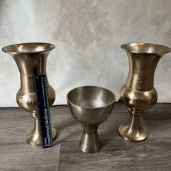 Solid Metal Ceremony Set- 3 Pieces  Wedding Vases
