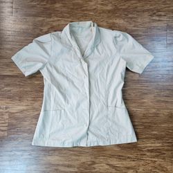 Adar Women’s Beige Scrub Top Medical Nursing Short Sleeve Size Large