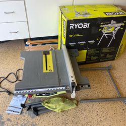 RYOBI 15 Amp 10 in. Compact Portable Corded Jobsite Table Saw with Folding Stand