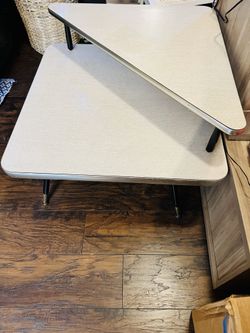 Rare Mid-Century Two-Tiered Corner Formica Table