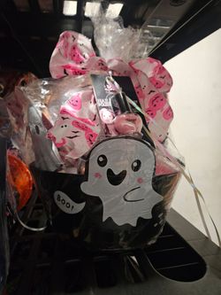 Pink Bow Ghost Boo Basket