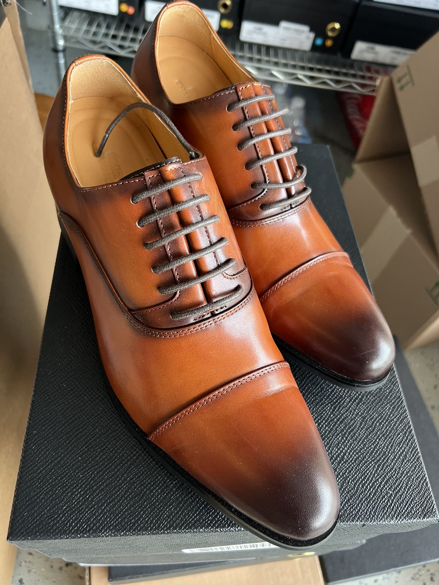 US9 Brown Elevator Shoes Men Height Increase Dress Shoes Wedding Shoes