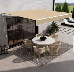 16 ft. Caribbean Polyester Motorized Retractable Patio Awning 10 ft. Projection in Sand