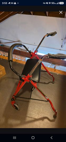 Drive Medical 1239RD 2-Wheeled Walker with Seat – Red