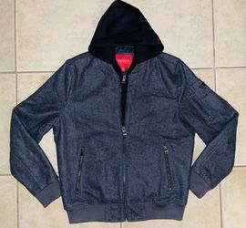 Guess LA 2 Layer Removable Hoodie Bomber Jacket Mens Medium
