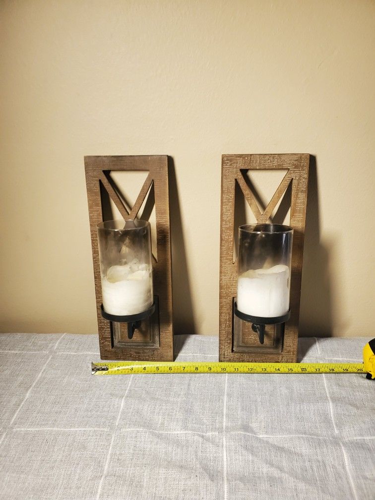 Wood Wall Sconce Candle Holders