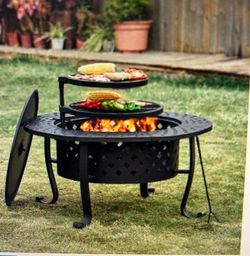 Fiss fire 36 inch round fire pit black