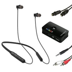 HomeSpot Wireless Neckband Headphones for TV Watching with Bluetooth 5.3 aptX LL Transmitter No Delay Lightweight High Volume Ideal for Seniors 
