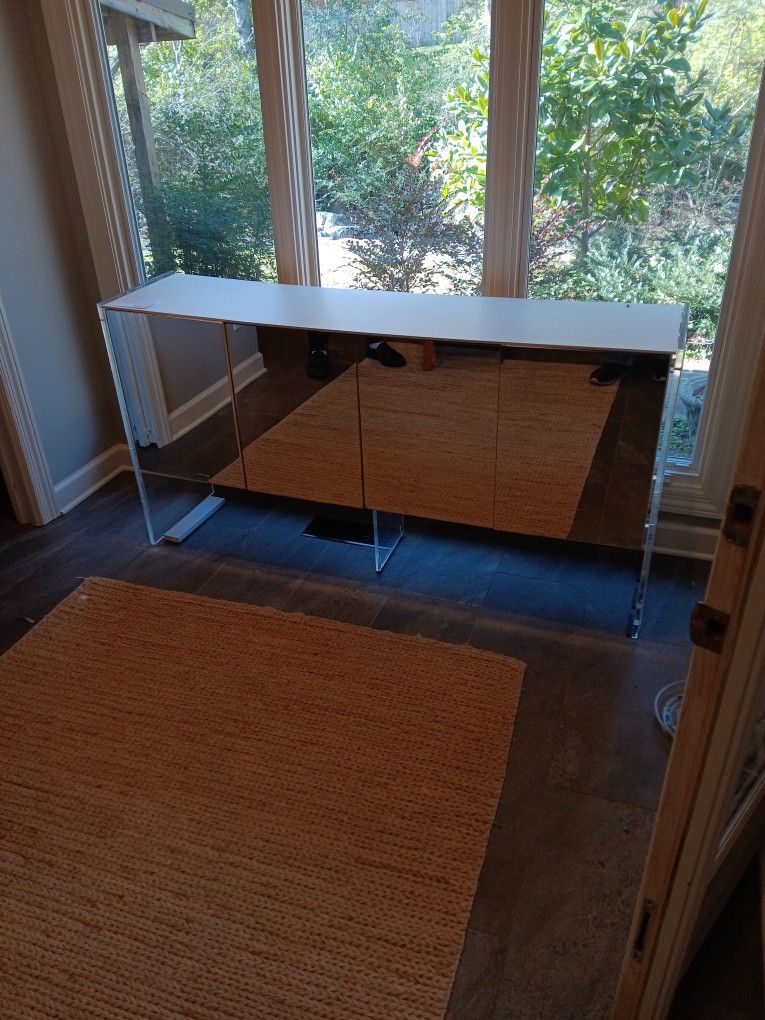 Ello Lucite Sideboard with Mirrored Doors