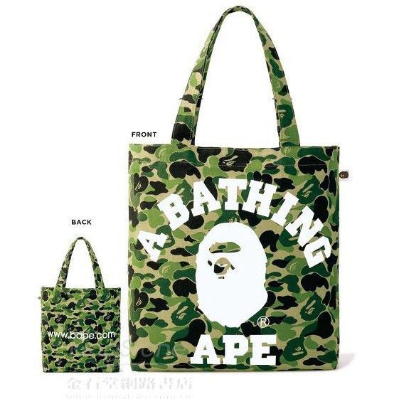 BAPE ABC Camo Tote Bag College Logo, Pocket, 36x40x8 cm