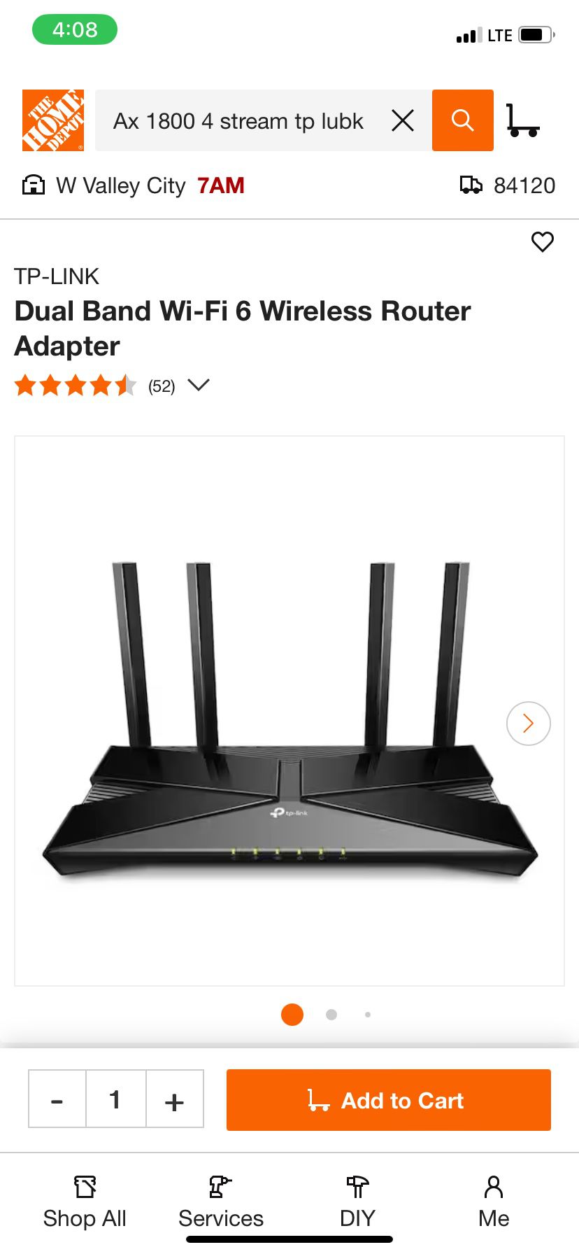 Tp Link Ax1800 4 Stream Dual Band Wi-Fi 6 Router 