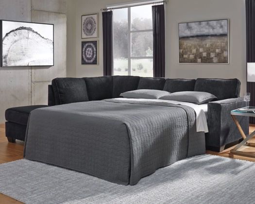 Sectional With Sleeper dark gray mattress included